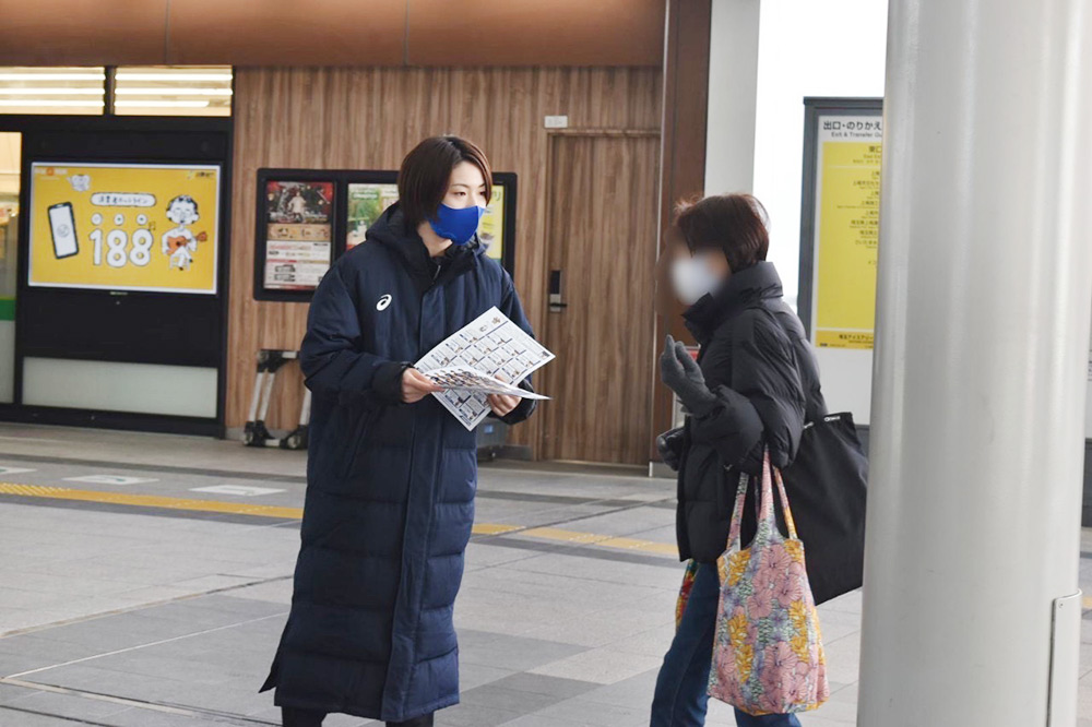 ホームゲーム宣伝、チラシ配布を行いました